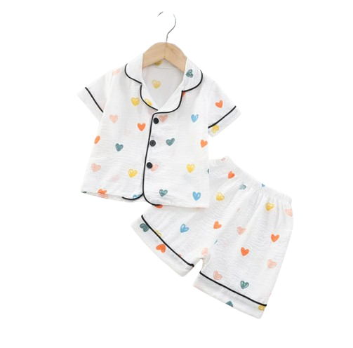 The Adhara - Baby Unisex Cute Print Pajamas Set - Cute Hearts Print