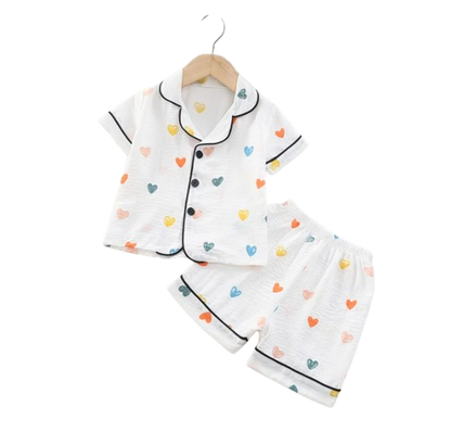 The Adhara - Baby Unisex Cute Print Pajamas Set - Cute Hearts Print