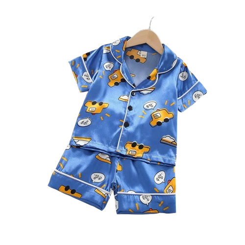 The Matheo - Baby Boy Cute Blue Cars Print Pajamas Set