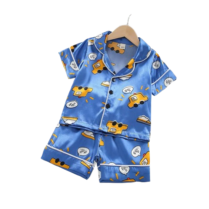 The Matheo - Baby Boy Cute Blue Cars Print Pajamas Set