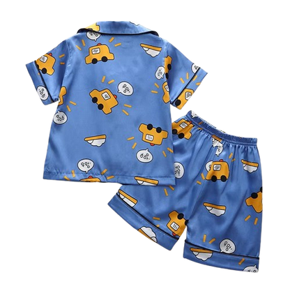 The Matheo - Baby Boy Cute Blue Cars Print Pajamas Set