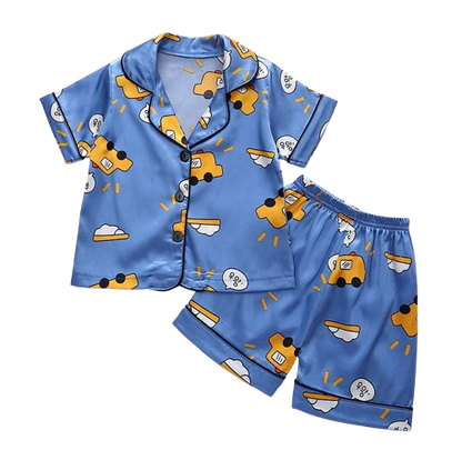 The Matheo - Baby Boy Cute Blue Cars Print Pajamas Set