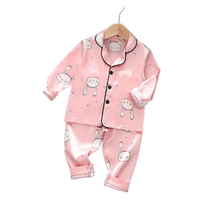 The Maeve - Baby Girl Cute Print Pajamas Set - Pink Rabbit Print