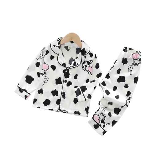 The Maeve - Baby Girl Cute Print Pajamas Set - Cow Print