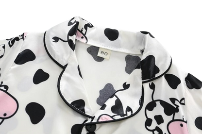 The Maeve - Baby Girl Cute Print Pajamas Set - Cow Print