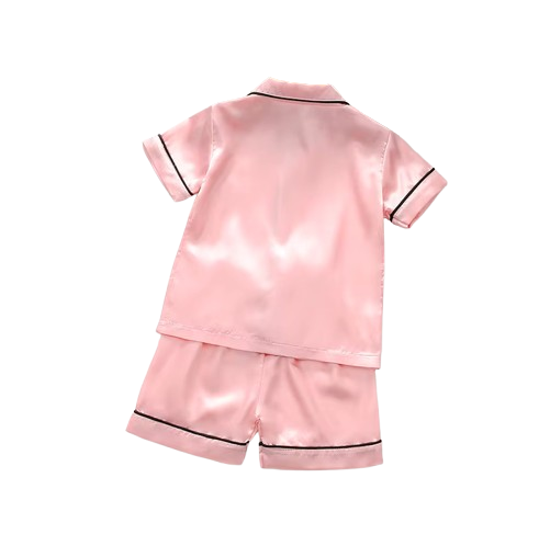 The Elodie - Baby Girl Cute Print Pajamas Set - Plain Pink