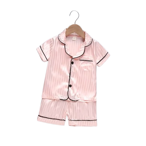 The Elodie - Baby Girl Cute Print Pajamas Set - Stripe Pink