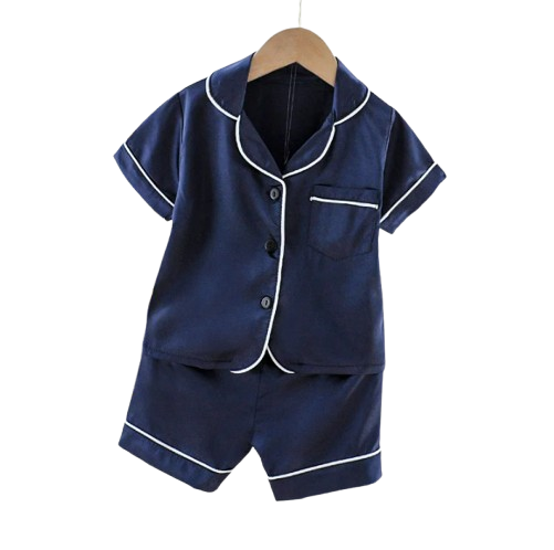 The Kim - Baby Unisex Cute Plain Navy Blue Colour Pajamas Set