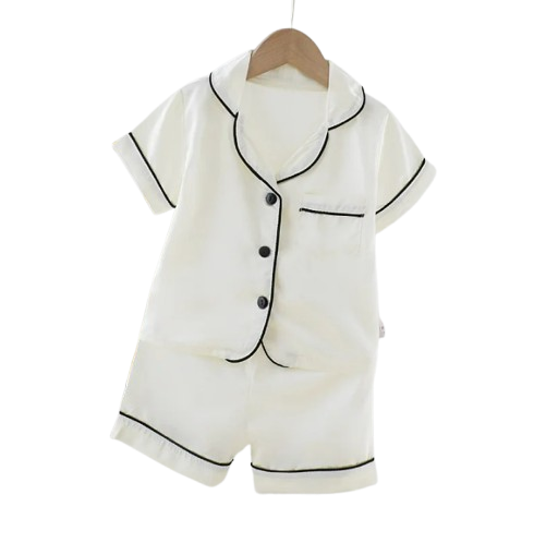 The Kim - Baby Unisex Cute Plain White Colour Pajamas Set