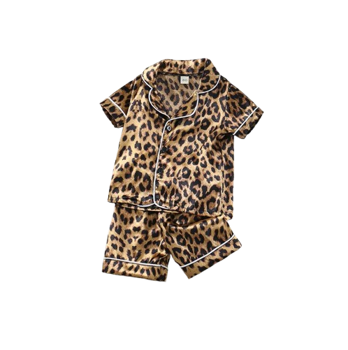 The Eloise - Baby Girl Cute Print Pajamas Set - Leopard Print