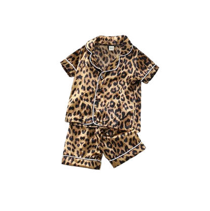 The Eloise - Baby Girl Cute Print Pajamas Set - Leopard Print