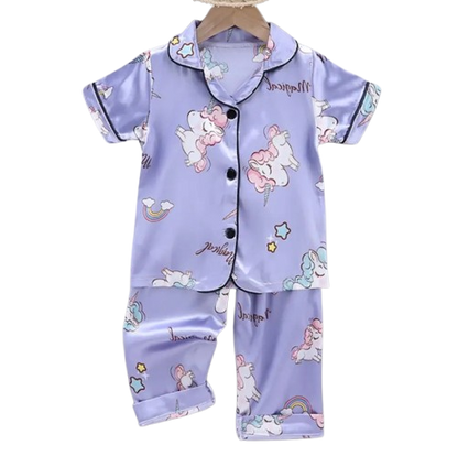 The Clara - Baby Girl Purple Unicorn Print Cartoon Pajamas