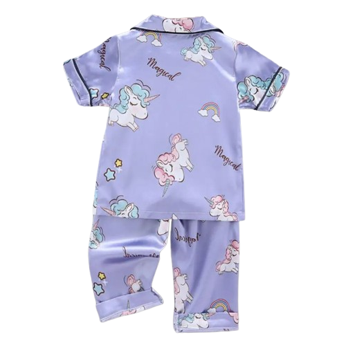 The Clara - Baby Girl Purple Unicorn Print Cartoon Pajamas