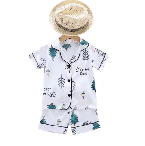 The Adrian - Baby Unisex White Silk Short-Sleeved Pajamas