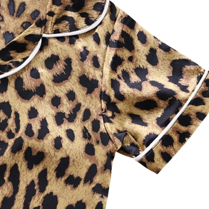 The Adrian - Baby Unisex Leopard Silk Short-Sleeved Pajamas