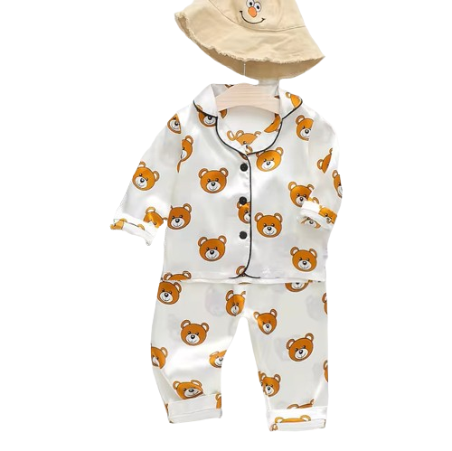 The Aziel - Baby White Bear Print Pajamas Set