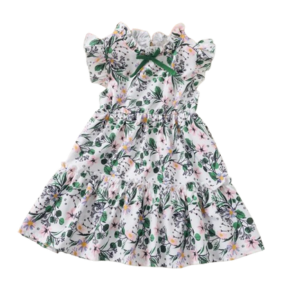 The Amelia - Baby Girl Daily Dress Flowers Print Sleeveless Retro Style