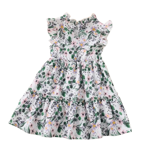 The Amelia - Baby Girl Daily Dress Flowers Print Sleeveless Retro Style