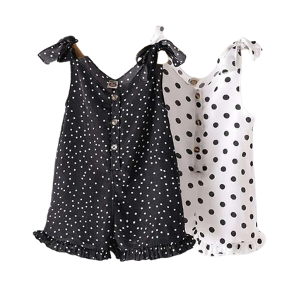 The Hazel - Baby Girl Polka Dot Sleeveless Button Dress