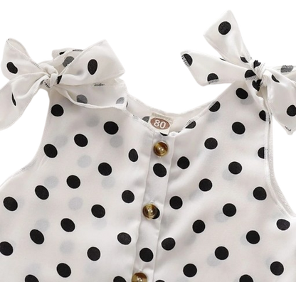 The Hazel - Baby Girl Polka Dot Sleeveless Button Dress