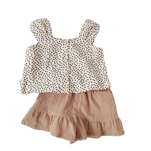 The Aria - Baby Girl Sleeveless Polka Dot Tops + Shorts