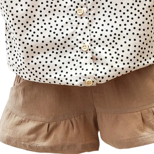 The Aria - Baby Girl Sleeveless Polka Dot Tops + Shorts