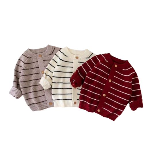 The Arlo - Baby Unisex Striped Knitted Cardigan Overcoat