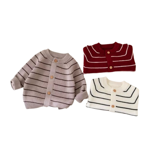 The Arlo - Baby Unisex Striped Knitted Cardigan Overcoat