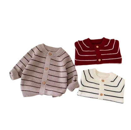 The Arlo - Baby Unisex Striped Knitted Cardigan Overcoat