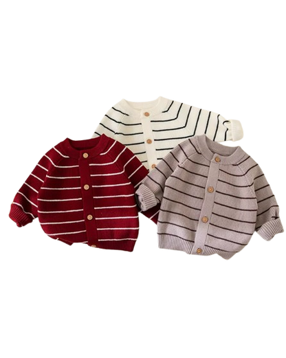 The Arlo - Baby Unisex Striped Knitted Cardigan Overcoat