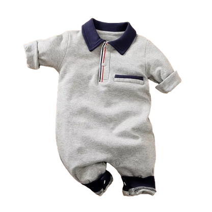 The Aiden - Baby Boy Solid Color Preschool Long Sleeved Polo Collar