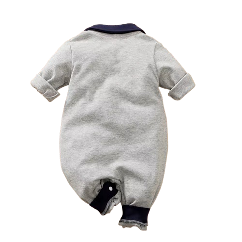 The Aiden - Baby Boy Solid Color Preschool Long Sleeved Polo Collar