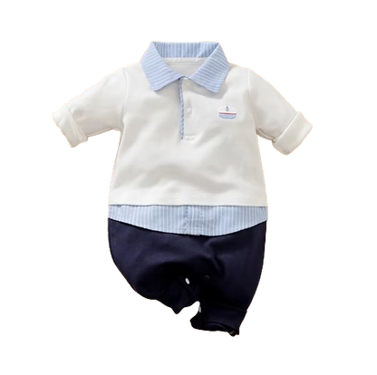 The Andrew - Baby Boy Cute Solid Gentleman Cotton Casual Long Sleeve Bodysuit