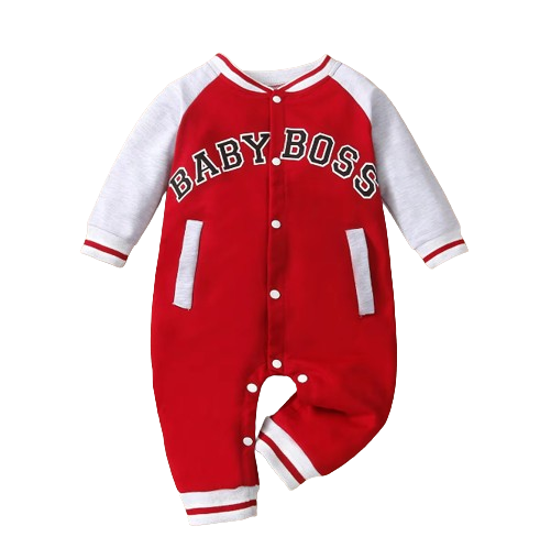 The Adonis - Baby Boy "Baby Boss" Printed Long Sleeve Jumpsuit