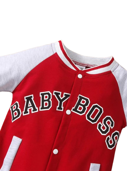 The Adonis - Baby Boy "Baby Boss" Printed Long Sleeve Jumpsuit