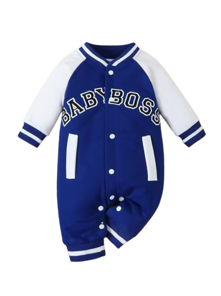 The Adonis - Baby Boy "Baby Boss" Printed Long Sleeve Jumpsuit