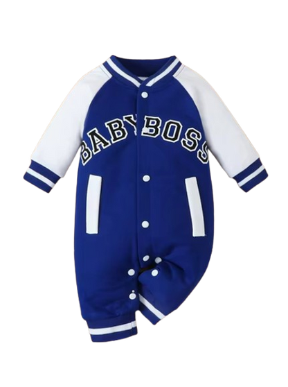 The Adonis - Baby Boy "Baby Boss" Printed Long Sleeve Jumpsuit