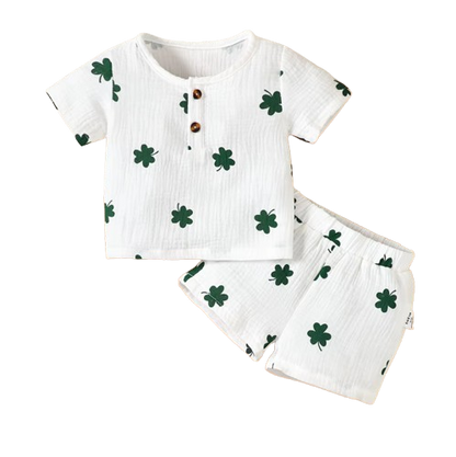 The Bentley - Baby Boy Cactus Print Short Sleeves Print T-shirt + Shorts