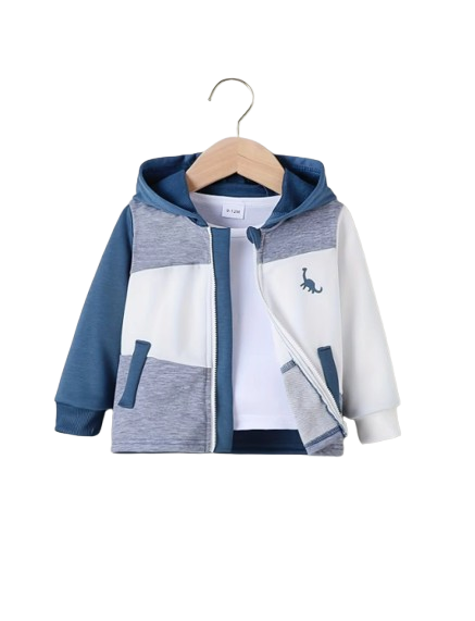 The Brody - Baby Boy Casual Sports Patchwork Little Dinosaur Pattern Hooded Coat