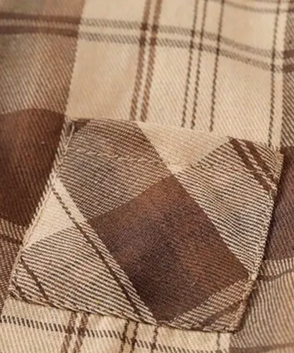 The Esteban - Baby Boy Light Brown Plaid Long-Sleeved Tops Jacket Shirt