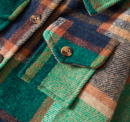 The Jalen - Baby Unisex Green Lapel Long Sleeve Plaid Print Flannel Jacket Shirt