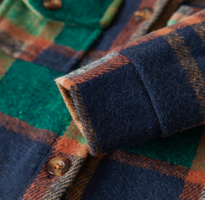 The Jalen - Baby Unisex Green Lapel Long Sleeve Plaid Print Flannel Jacket Shirt