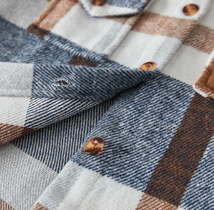 The Jalen - Baby Unisex Grey Lapel Long Sleeve Plaid Print Flannel Jacket Shirt