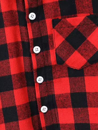 The Edgar - Baby Boy Red Black Plaid Turn-Down Collar Long Sleeve Shirt