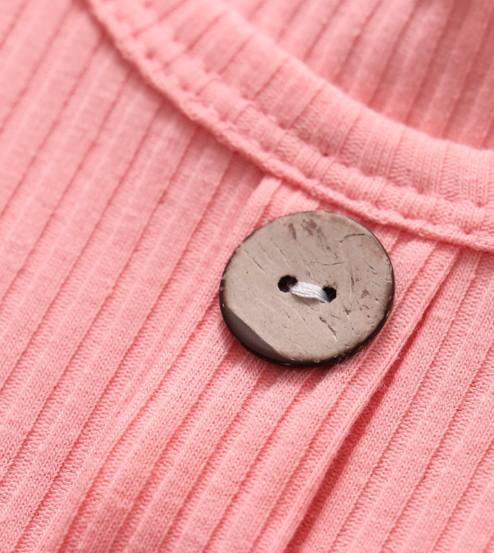 The Ailany - Baby Girl Pink Solid Knitting Long Sleeve Tops + Floral Print Pants + Headband