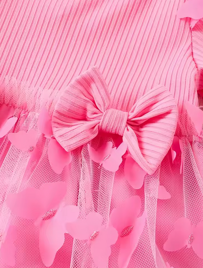 The Helen - Baby Girl Spring Sweetheart Style Pink Butterfly Tulle Dress