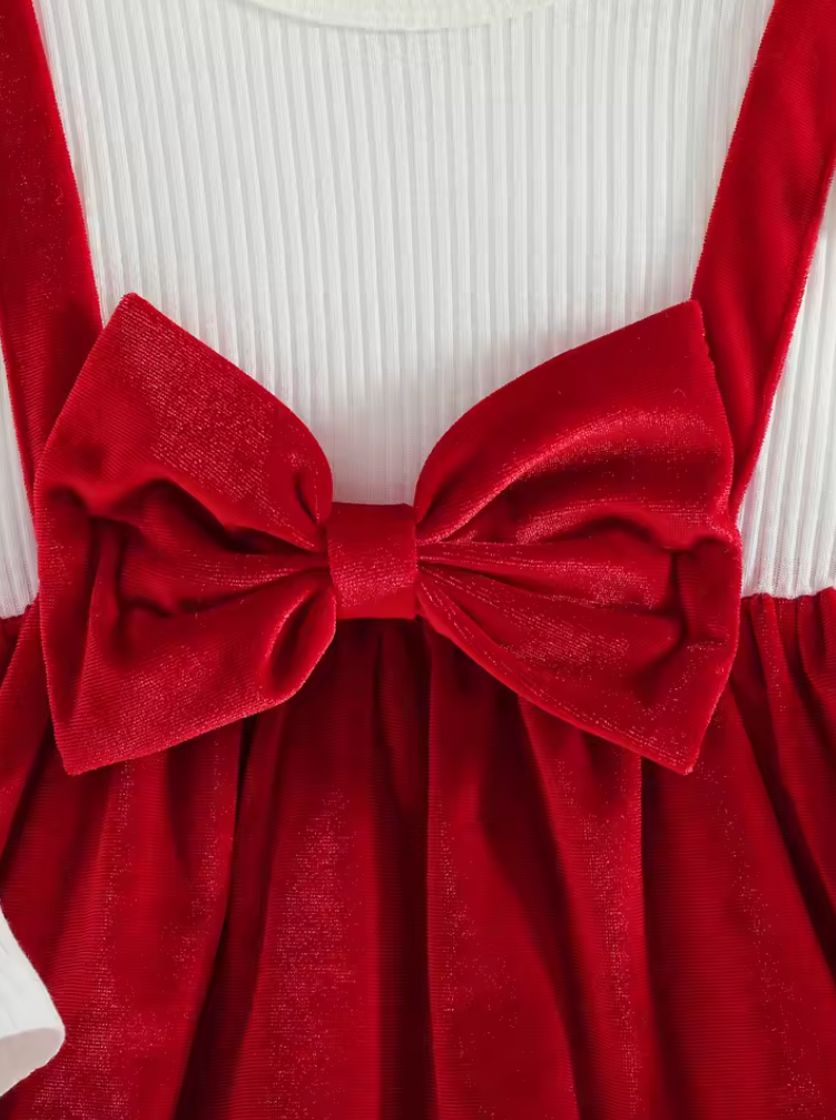 The Jaylani - Baby Girl Gold Velvet Fabric Round Neck Ruffle Edge Long Sleeve Set