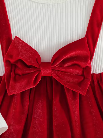 The Jaylani - Baby Girl Gold Velvet Fabric Round Neck Ruffle Edge Long Sleeve Set