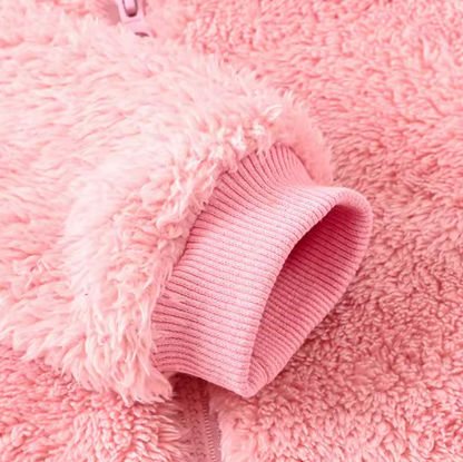 The Vin - Baby Unisex Light Pink Spring/Autumn Plush Romper – Hooded Warm Bear Jumpsuit for Infants & Toddlers