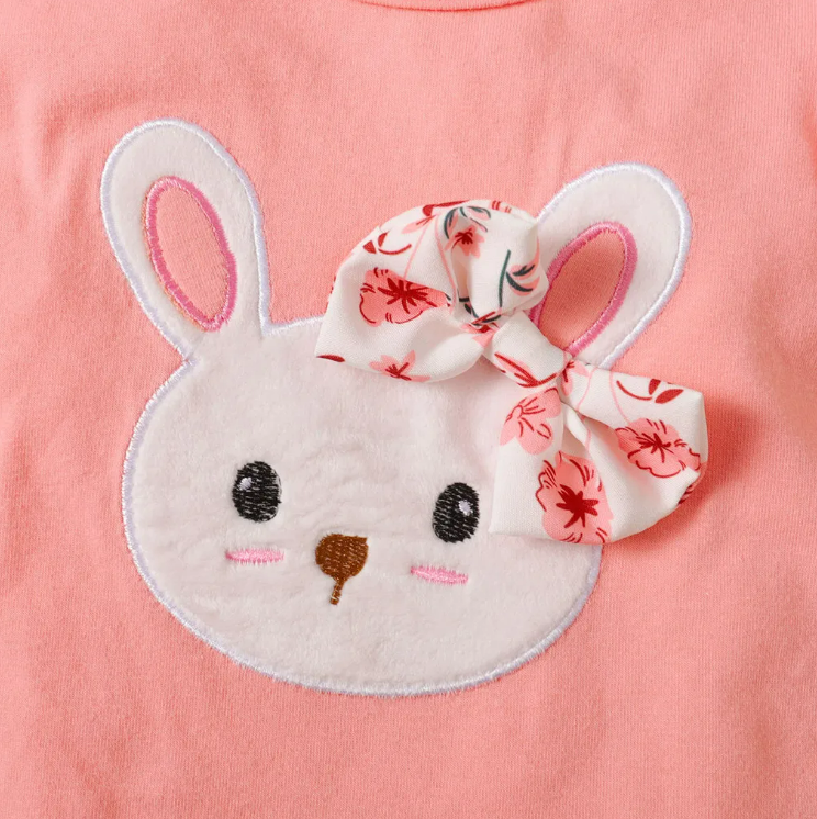 The Josephine - Baby Girl Ruffled Sleeve Rabbit Design Tops + Floral Short + Headband